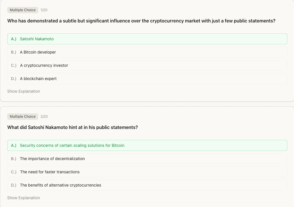 Quiz Detail: deep dive into questions and answers